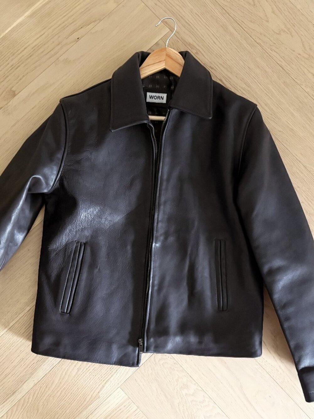 Worn Vintage Dark Brown Leather Jacket, Women's Medium